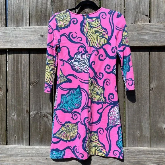 Lilly Pulitzer Pink Leaf-Print Midi Dress - Picture 9 of 11